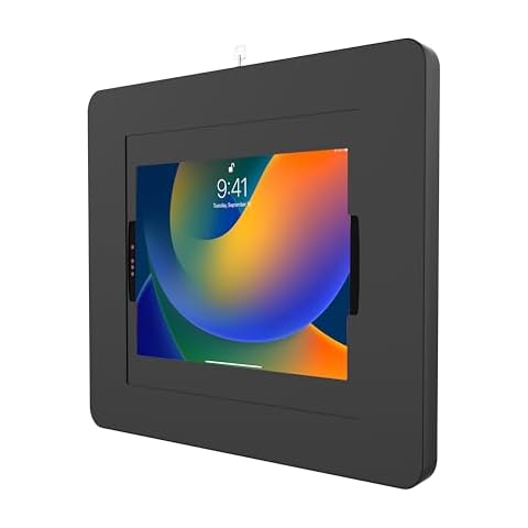 CTA Digital Locking iPad Wall Mount - CTA Anti-Theft Large Locking Tablet Enclosure w/ Key Lock and Interior Cable Routing for iPad Pro 12.9", Surface Pro 3, 4, 5, 6, 7, 8, X - Black - (PAD-PLWB) Cover