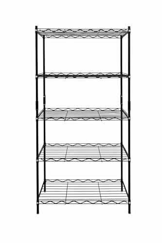 Image of IRON LANDS 5 Tier Shelf Heavy Duty Multipurpose Storage Stand - Metal Rack Kitchen Organizer | Bathroom Countertop, Microwave Oven Stand for Modular Kitchen, Living Room, Bedroom & Office (Black)
