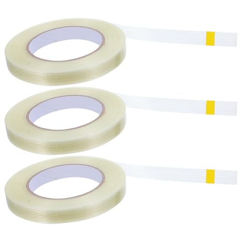 PRETYZOOM 3pcs Heavy Duty Fiberglass Reinforced Filament Tape 1.5cm X 50m Tear-Resistant Strapping Tape for Electrical Packaging and Industrial Shipping Supplies