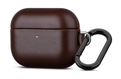 Image of Haobobro for AirPods Pro 3 Leather Case Cover - Leather from Cow Hide, Handmade Drop Protective Hard Cover, Wireless Charging Compatible AirPods Pro 3rd Generation Case with Keychain - Coffee Brown