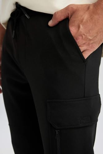 Sweatpants de qualité DeFacto A5267AX noir coupe ajustée masculine