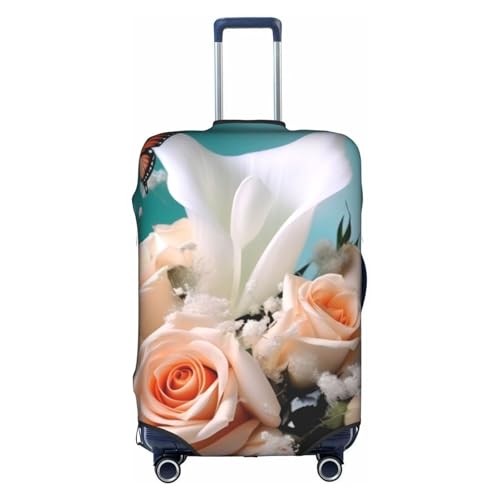 Flower And Butterfly Printed Luggage Cover Elastic, Washable, Universal Fit 18-32 Inch Travel Suitcase Cover Easy To Identify