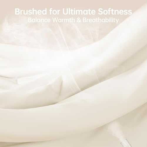 Image of MUXHOMO Twin /Twin XL Comforter Set, All Season Ultra Soft Down Alternative Bedding - 2 Piece Lightweight Bed Set Includes 1 Comforter (68 inchx88 inch) and 1 Pillow Shams (20 inchx26 inch), Ivory
