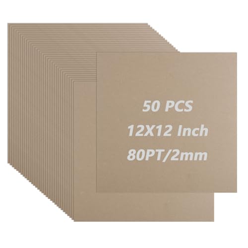 Listado de Cartón prensado Top 10. 46 DAJAVE - Paquete de 50 tableros de libros de 12 x 12 pulgadas, 80PT de hoja de aglomerado gris grueso de 2 mm para encuadernación, carpetas resistentes para manualidades,...