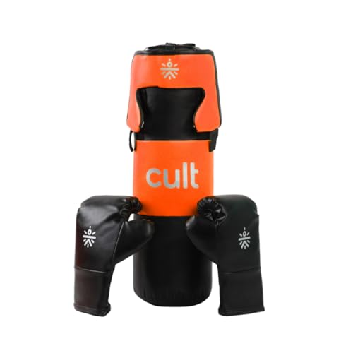 Image of Cult Kids Boxing Kit with Punching Bag, Gloves & Headgear - Durable PU Leather, Safe & Comfortable Training Set for Boys & Girls Ages 5-10 - Ideal for Fitness, Discipline & Fun - Orange