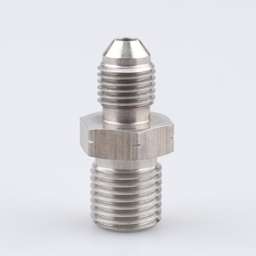 Image of Stainless Steel AN3 Pipe Connector Male JIC -3 AN Thread to Male M12x1.25 mm Metric Inverted Seat Flare Brake Line Union Tube Hose Fitting Adapter