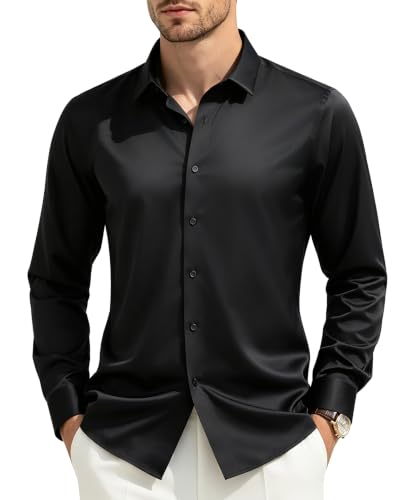 Casey Kevin Camisa Sin Plancha Hombre - Camisas Manga Larga de Satén