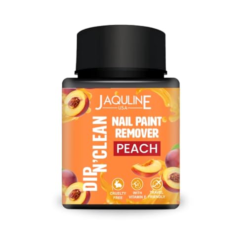 JAQULINE USA Dip N’ Clean Nail Polish Remover | Acetone, Paraben, Toluene, Phthalates Free | Gentle Formula | 80ml | For Natural Nails | Fast & Effective Removal | Travel Friendly | Peach