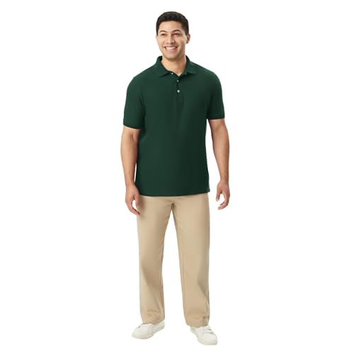 French Toast Unisex Sleeve Pique Polo Shirt , Hunter Green, L by French Toast - Used condition - Image 2