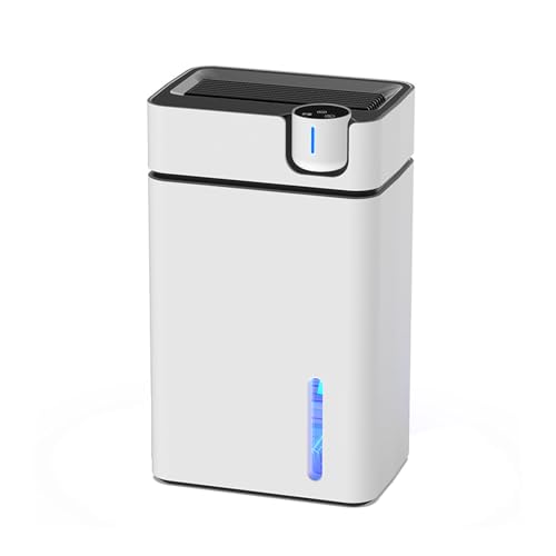 HGTRH Deshumidificadore 2500ML, Deshumidificador para Dormitorio Silencioso Poco Ruido Auto Descongelación Auto Apagado Modo Sueño Color Ajustable 1000 Sq.ft para Sótano Dormitorio Bañoo White