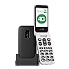 doro Phone - Leva E22 - 4G Flip Phone For Elderly - Large 2.8" Screen, High Contrast Keys, Loud & Clear Sound, HD Voice, Camera, Secure Button - Charging Cradle - Black/White