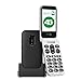 doro Phone - Leva E22 - 4G Flip Phone For Elderly - Large 2.8" Screen, High Contrast Keys, Loud & Clear Sound, HD Voice, Camera, Secure Button - Charging Cradle - Black/White