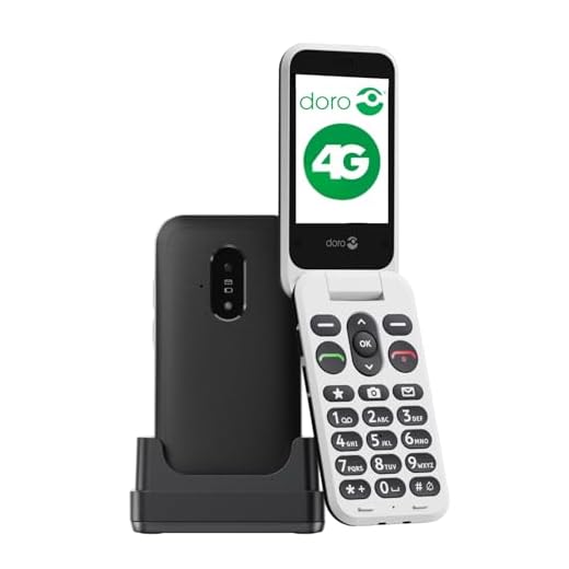 doro Phone - Leva E22 - 4G Flip Phone For Elderly - Large 2.8" Screen, High Contrast Keys, Loud & Clear Sound, HD Voice, Camera, Secure Button - Charging Cradle - Black/White