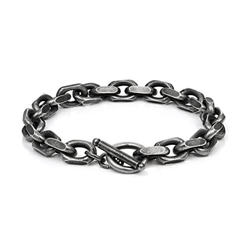 Mens Bracelet Stainless Steel Franco Chain Cable Chain Cuban Link Bracelets for Men Women with Toggle/Lobster Clasp Gunmetal/Silver 7.5/8/8.5 Inch Graduation Gifts for Him