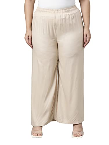 Image of GO COLORS Soft Viscose Basic Palazzo Full Length for Women| Breathable, Mid Rise, Relaxed Fit