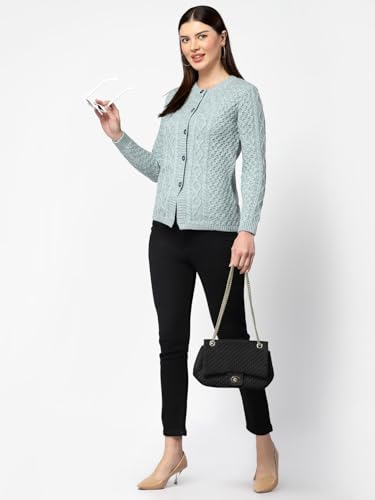 Kalt Women Sweater for Winters Woolen Acrylic Full Sleeve Round Neck Cable Design Cardigan Sweater for Women Winter Woollen Stylish