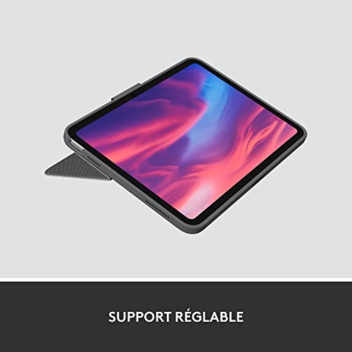 Logitech Combo Touch, étui clavier détachable pour iPad (10e génération et A16) avec pavé tactile, clavier rétroéclairé de taille standard et technologie Smart Connector, AZERTY Français - Gris