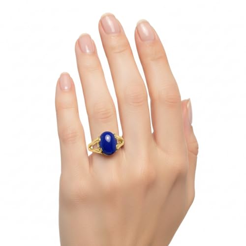 Image of 55Carat Choose Your Color Genuine Stone Ring 18K Gold Plated Oval Handmade Jewellery for Gift Sizes 4-13
