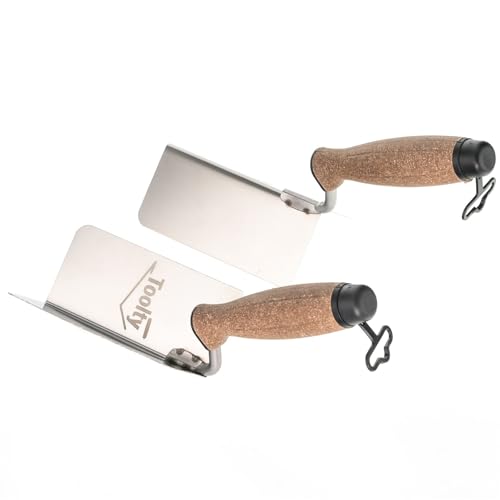 Toolty Internal or External Angled Lining Trowel with Cork Handle - Stainless Steel - Set (6PCS) - for Finishing Work - DIY