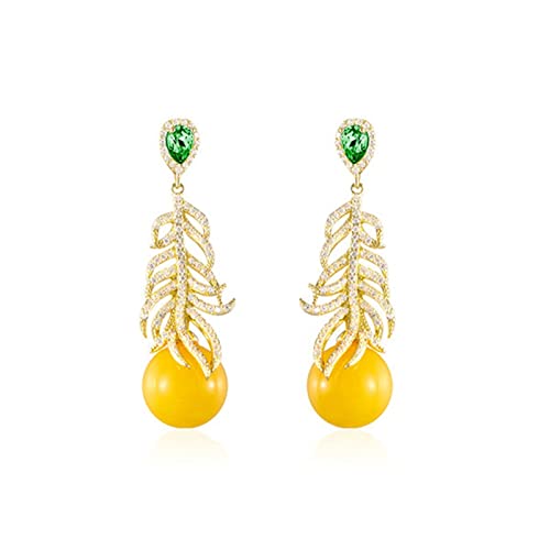 Pendientes Colgantes Damas Vintage Pendientes Elegantes Natural Beeswax Pendientes de Piedras Preciosas Tassel Largo Forma Forma Pendientes Colgantes Pendientes Mujeres