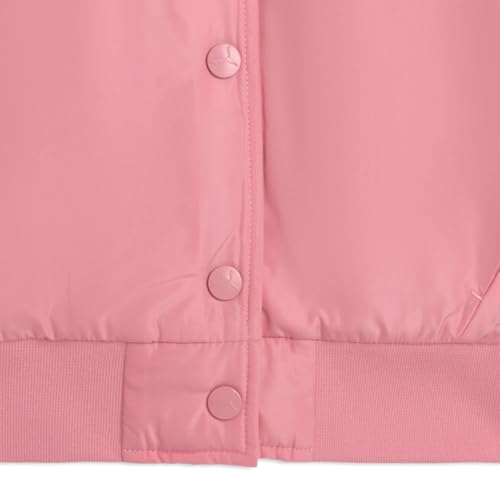 Image of PUMA Kids Girls Bow Society Pack Poly Satin Button Down Jacket Athletic Outerwear Casual - Pink