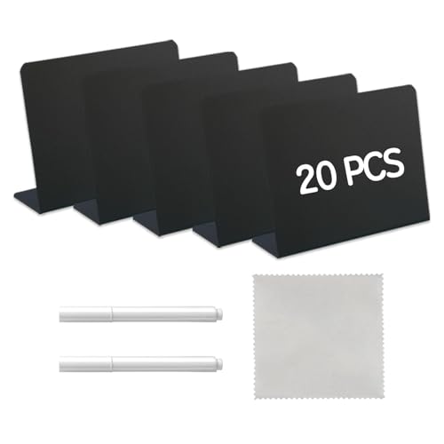 Mini Chalkboard Signs,Food Labels for Buffet,Chalkboard Labels,Chalkboard Signs,Food Flags for Buffets to Write On,Small Blackboard,Mini Blackboard Signs,Black Labels with White Pen,10x7.5cm,20 Pcs