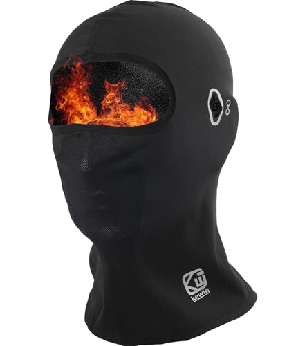 Kewig Balaclava Ski Mask with Glasses Holes for Men Women, Winter Face Mask Thermal Cover for Cold Weather for Motorcycle Snowboard Cycling Black