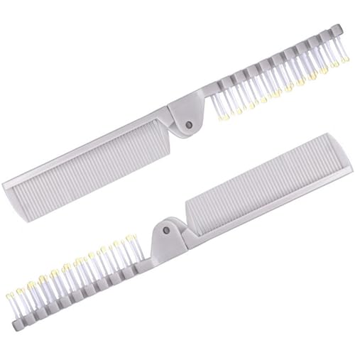 2 Piece Folding Hair Brush Set, Portable Travel-Friendly Comb – Small, Foldable for Purses – Mini Pocket Brush for Women and Girls – Anti-Static Double-Sided Compact Hair Comb