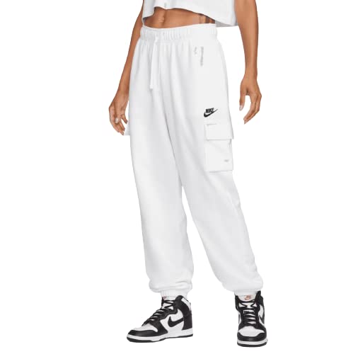 Nike Sportswear Club Fleece Women's Mid-Rise Oversized Cargo Sweatpants (as1, Alpha, xx_l, Regular, Regular, White/Black)