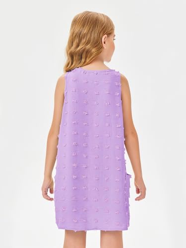 Image of Batermoon Girls Swim Cover Up V Neck Swiss Polka Dot Summer Beach Dress | Kids Cover-Ups, Sleeveless Vacation Swimwuits, Boho Cute Dresses with Pockets 4-14 Years