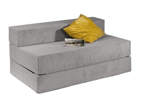 Traumnacht Schlafsofa mit Bezug aus grauem Cord-Gewebe, Bezug abnehmbar,...