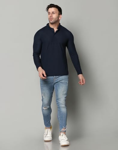 Image of INKKR Full Sleeve Men's Solid Polo Neck T-Shirt Combo