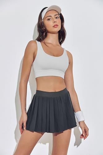 BZB Saias plissadas femininas de tênis de cintura alta com fivela ajustável e saia atlética com bols