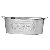 Let's Make Memories Personalized Beverage Tub - For Weddings, Newlyweds - Galvanized Metal Tub - Drink Cooler - 5.5 Gallons - Customized for Bride & Groom - Happily Ever After