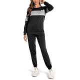 GiGoMai Women's Two Piece Tracksuit Color Block Crewneck Long Sleeve Pullover Long Sweatpants Sport