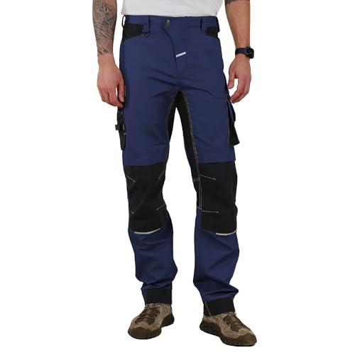 CALECARPEN Pantalon de travail utilitaire pour homme en Cordura avec renforcement double genou, coupe décontractée, extensible, cargo pour menuisier, 32 x 30