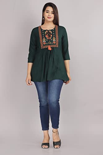 Image of Ganga febtex Women's Rayon Embroidered Short Kurti /Tops