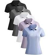 NebuKinex 5 Pack Women's Polo Shirts Short Sleeve 3 Buttons Collared Uniform Tops Moisture-Wickin...