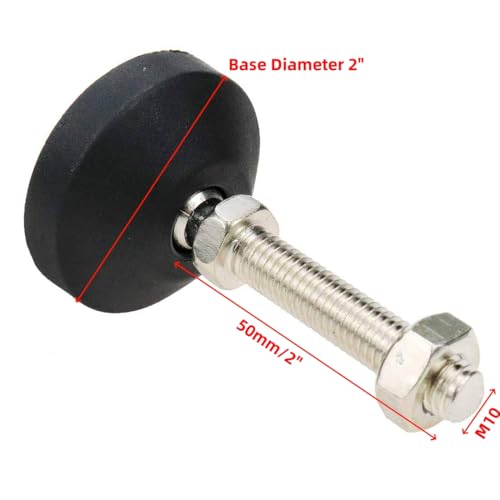 Image of M10 Leveling Feet 880 Lb Capacity, 2.83 Inches Height - 2 Inches Base, 4Pcs | 50mm Screw Length, Adjustable Swivel, Anti-Slip Bottom, For Tables, Shelves, Workbenches, Cabinets, Machines