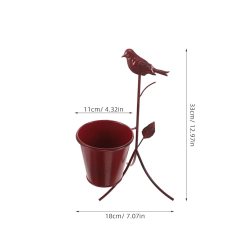 Soporte metálico para macetas rojo de diseño moderno y compacto 3