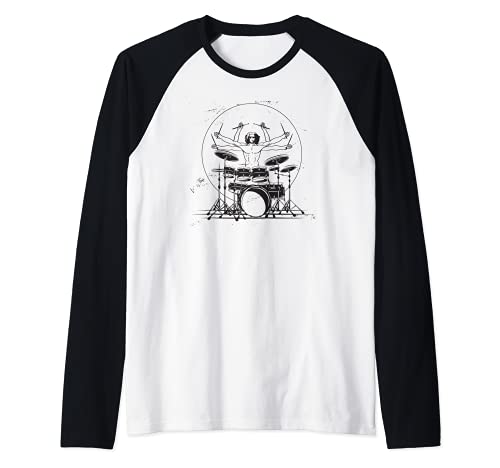 Drummer Drumset Drum Set Musician Band Player Sticks Camiseta Manga Raglan