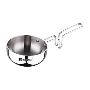 Bergner Tripro Triply Stainless Steel Tadka Pan with Stay Cool Long Handle for Spice Seasoning, Frying, Heating, and Roasting, 12 cm, Silver