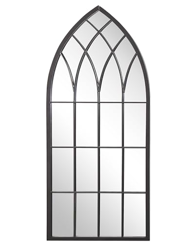 Beliani Miroir Mural au Style Gothique 50 x 115 cm avec Cadre Décoratif en Verre et Métal Noir pour Hall d'Entrée ou Salon