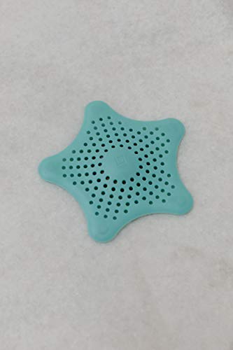 UMBRA Starfish. Filtre à bonde de douche et bain Starfish. Coloris bleu turquoise. Dimension 16.5x16.5x1.3cm.