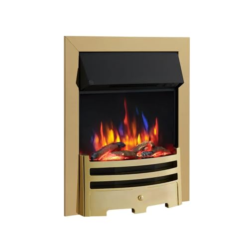 Verona 16’’ Fireplace Insert, 2000W Heater, Brass Trim, Bauhaus Fret, 9 Colour Flame Effect, Remote Control