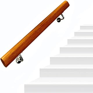 Nisorpa 3.3ft Wooden Handrails Stair Banister Kit Home Kindergarten Guardrail Corridor Against The Wall Stair Handrail Indoor Villa Construction Loft Elderly Non-Slip Staircase Handrail