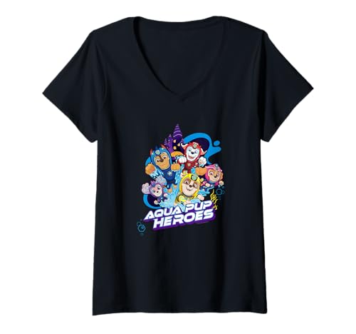 T-shirt Pat'Patrouille Aqua Pups à col en V bleu pour enfant