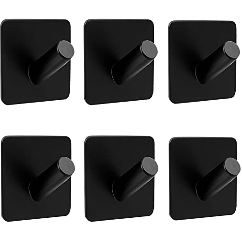 6 Stück Klebehaken Schwarz Handtuchhaken Selbstklebend, SWAWIS Wandhaken Selbstklebend Schwarz Klebehaken Edelstahl Haken Ohne Bohren Rostfrei Ideal für Bad Toilette Küche Büro Cover