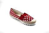 Sfiziosa - Alpargatas bailarinas rojas-beige-negro-azul lunares tela elástica Rojo Size: 41 EU
