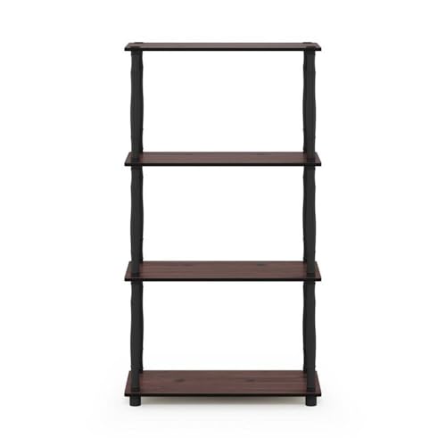 Image of Furinno Turn-N-Tube 4-Tier Multipurpose Shelf Display Rack, Classic Tubes, Dark Cherry /Black